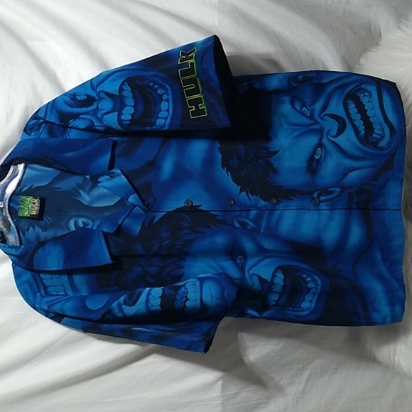 The Incredible HULK Button Up All Around Print Sz.L 2002 Vintage